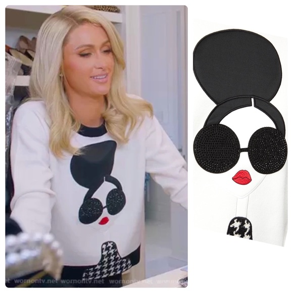 🛍 SOLD- ALICE + OLIVIA Gleeson Stace Face Pullover Sweater - Picture 3 of 15